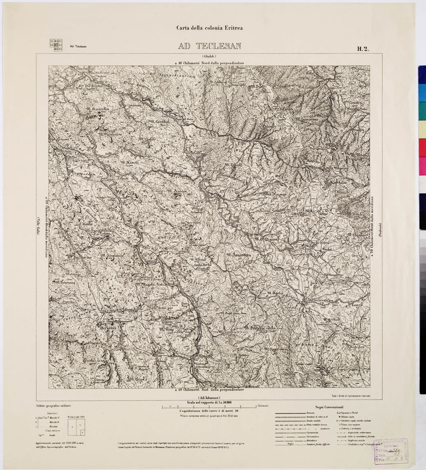 (N:7549) CARTA DELLA COLONIA ERITREA  AD TECLESAN H 2 (B0010365) Carte e stampe antiche: riproduzione a colori su carta (formato A1)