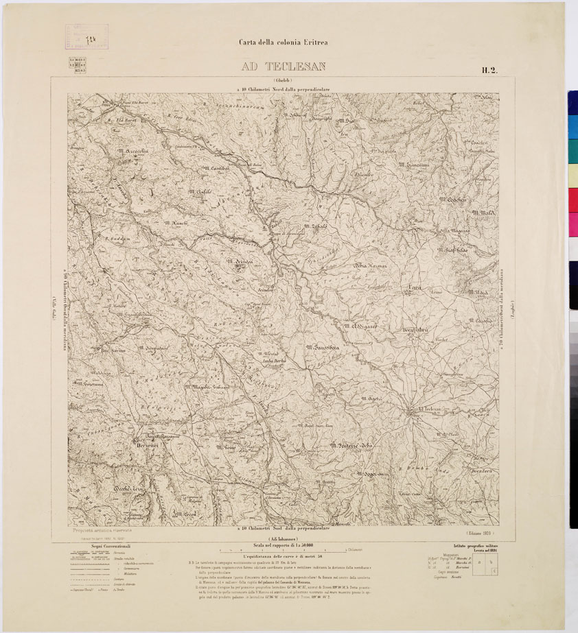 (N:7548) CARTA DELLA COLONIA ERITREA AD TECLESAN H 2 (B0010366) Carte e stampe antiche: riproduzione a colori su carta (formato A1)