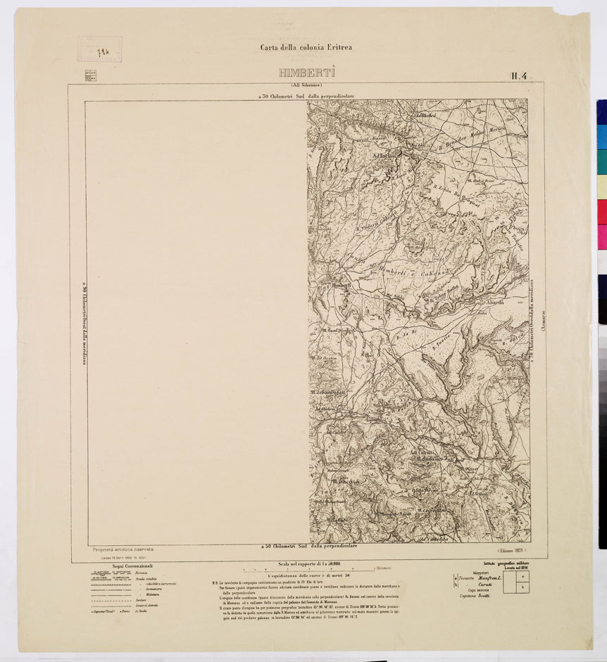 (N:7580) CARTA DELLA COLONIA ERITREA HIMBERTI' H 4 (B0010370) Carte e stampe antiche: riproduzione a colori su carta (formato A1)