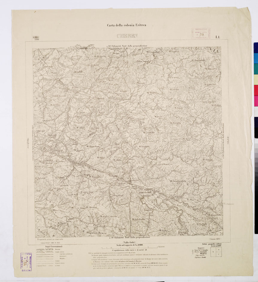 (N:7566) CARTA COLONIA ERITREA CHEREN I 1 (B0010373) Carte e stampe antiche: riproduzione a colori su carta (formato A1)