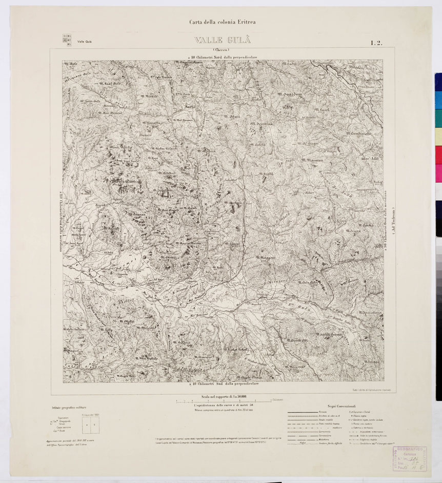 (N:7603) CARTA DELLA COLONIA ERITREA VALLE GULA I 2 (B0010374) Carte e stampe antiche: riproduzione a colori su carta (formato A1)