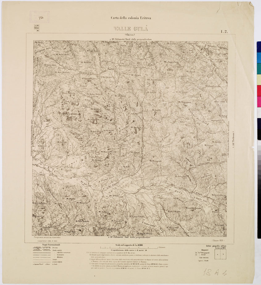 (N:7602) CARTA DELLA COLONIA ERITREA VALLE GULA' I 2 (B0010375) Carte e stampe antiche: riproduzione a colori su carta (formato A1)