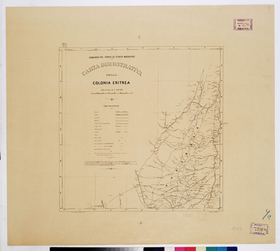 (N:4243) CARTA DIMOSTRATIVA DELLA COLONIA ERITREA - TITOLO (B0010386) Carte e stampe antiche: riproduzione a colori su carta (formato A1)