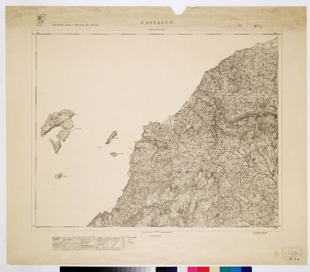 (N:15773) SCHIZZO DELL'ISOLA DI RODI - Fogli n. 4 - Foglio 1 CASTELLO (B0010422) Carte e stampe antiche: riproduzione a colori su carta (formato A1)