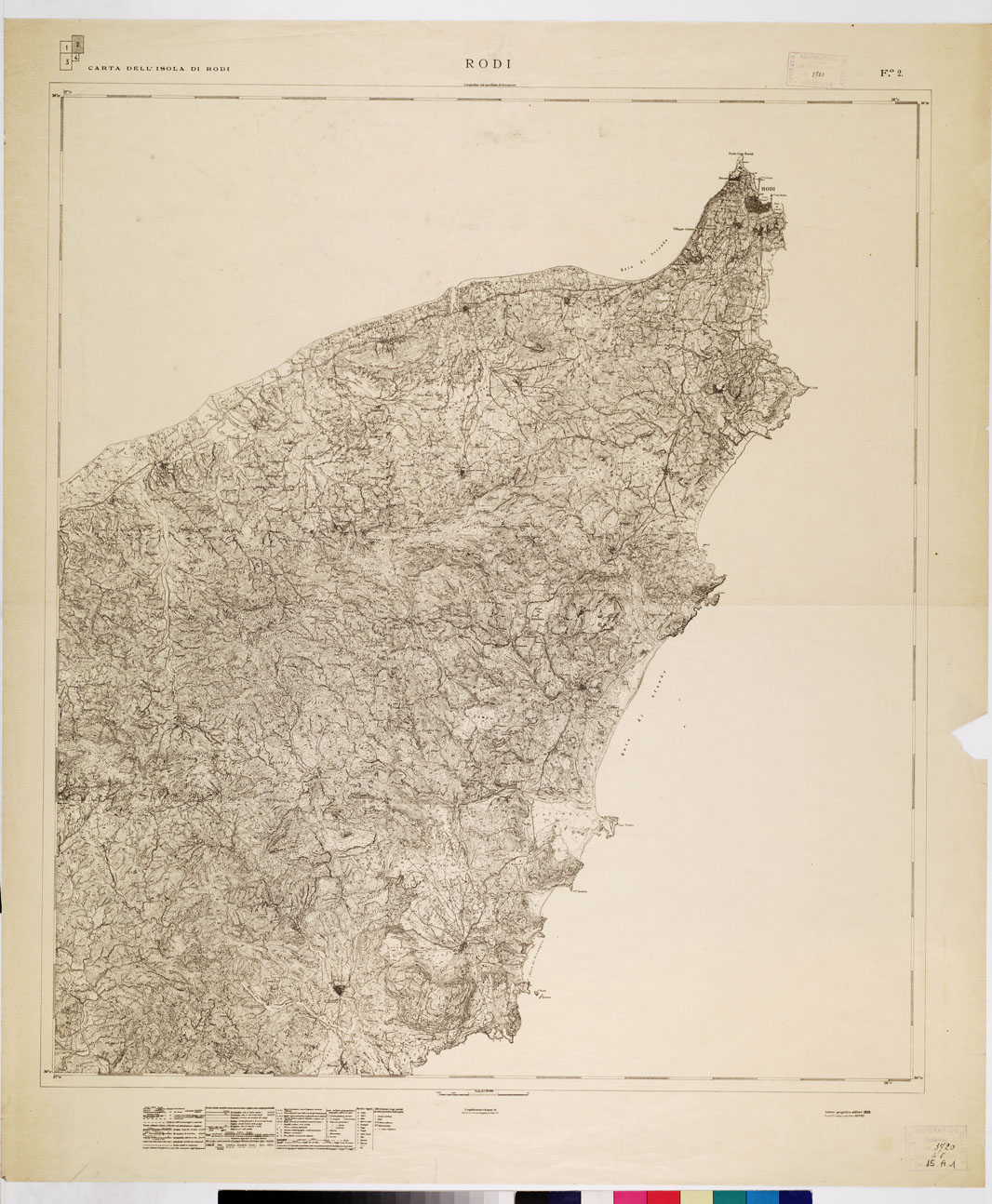 (N:15774) SCHIZZO DELL'ISOLA DI RODI - Fogli n. 4 - FOGLI 2 RODI (B0010423) Carte e stampe antiche: riproduzione a colori su carta (formato A1)
