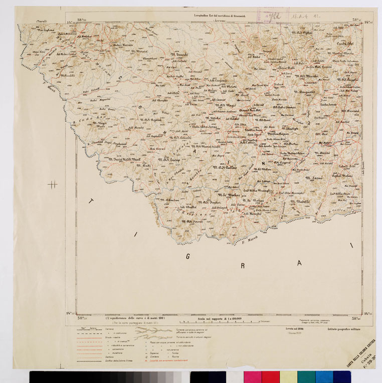 (N:2950) CARTA DELLA COLONIA ERITREA. I.G.M. - Foglio 29-30 - COHAIN (B0010458) Carte e stampe antiche: riproduzione a colori su carta (formato A1)
