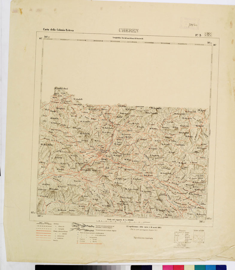 (N:2915) CARTA DELLA COLONIA ERITREA. I.G.M. - Foglio 3 - CHEREN (B0010466) Carte e stampe antiche: riproduzione a colori su carta (formato A1)