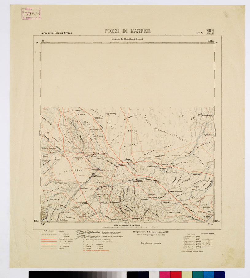(N:2922) CARTA DELLA COLONIA ERITREA. I.G.M. - Foglio 5 - POZZI DI KANFER (B0010468) Carte e stampe antiche: riproduzione a colori su carta (formato A1)