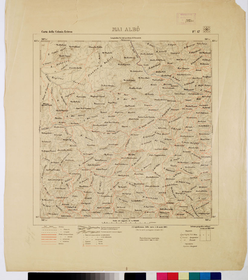 (N:2899) CARTA DELLA COLONIA ERITREA. I.G.M. - Foglio 17- MAI ALBO (B0010479) Carte e stampe antiche: riproduzione a colori su carta (formato A1)