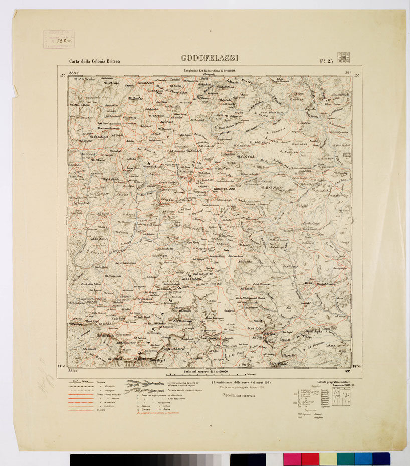 (N:2910) CARTA DELLA COLONIA ERITREA. I.G.M. - Foglio 25 - GODOFELASSI (B0010489) Carte e stampe antiche: riproduzione a colori su carta (formato A1)