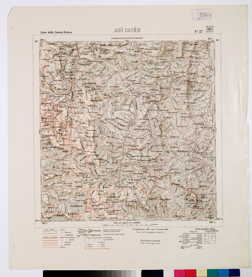 (N:2912) CARTA DELLA COLONIA ERITREA. I.G.M. - Foglio 27 - ADI CAIEH (B0010491) Carte e stampe antiche: riproduzione a colori su carta (formato A1)