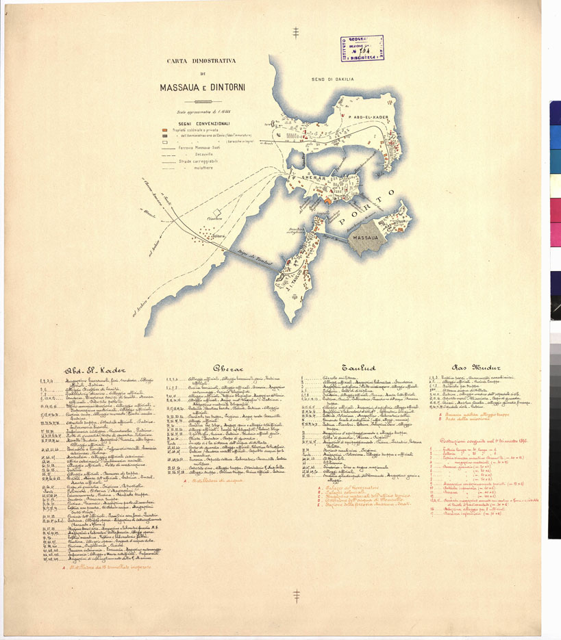 (N:4510) CARTA DIMOSTRATIVA DI MASSAUA E DINTORNI (B0010529) Carte e stampe antiche: riproduzione a colori su carta (formato A1)
