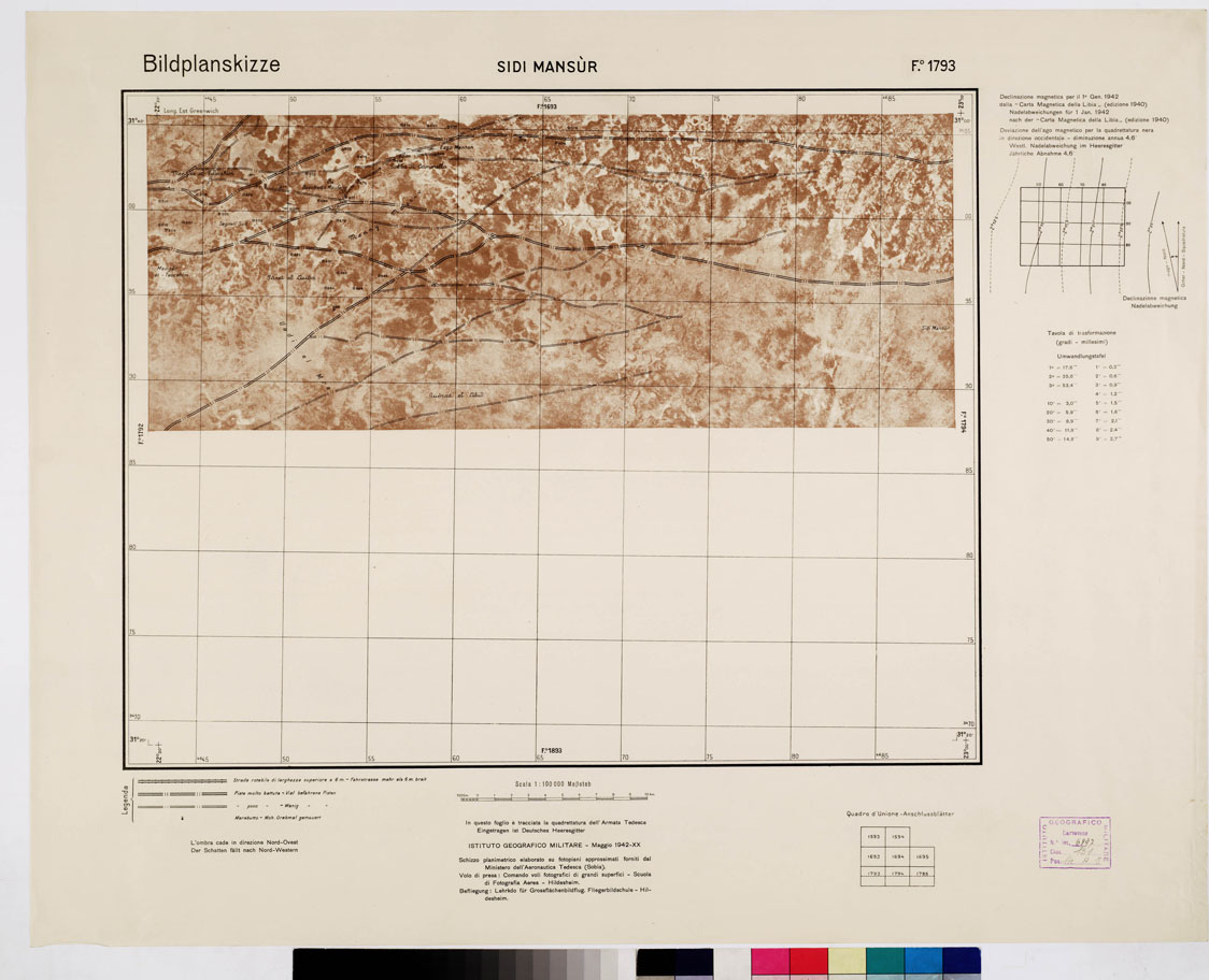 (N:5738) CARTA MILITARE DELLA CIRENAICA - SIDI MANSUR (B0010580) Carte e stampe antiche: riproduzione a colori su carta (formato A1)