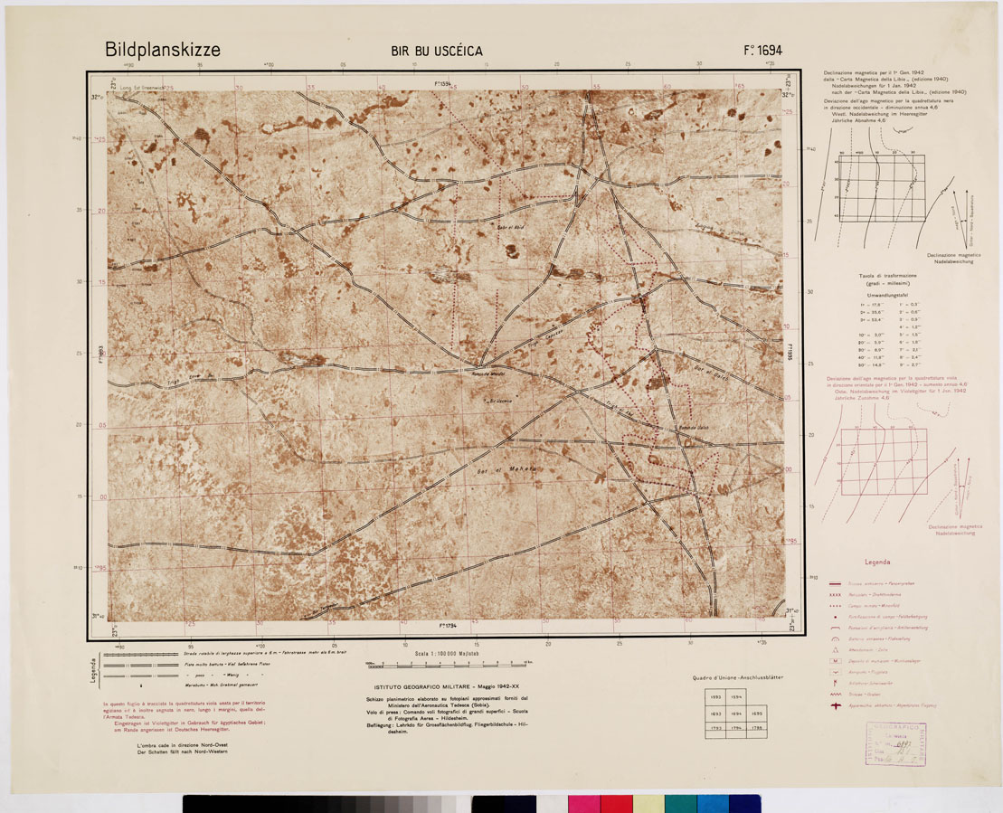 (N:5736) CARTA MILITARE DELLA CIRENAICA - BIR BU USCEICA (B0010584) Carte e stampe antiche: riproduzione a colori su carta (formato A1)