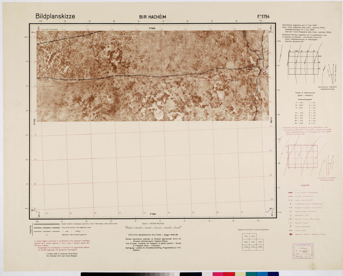 (N:5739) CARTA MILITARE DELLA CIRENAICA - BIR HACHEIM (B0010585) Carte e stampe antiche: riproduzione a colori su carta (formato A1)