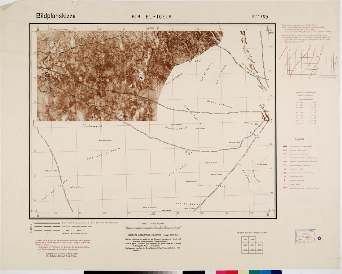 (N:5741) CARTA MILITARE DELLA CIRENAICA - BIR EL - IGELA (B0010586) Carte e stampe antiche: riproduzione a colori su carta (formato A1)