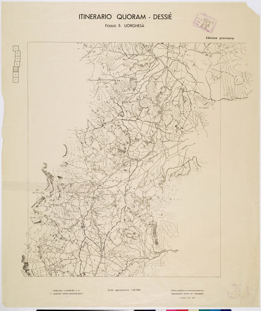 (N:11110) ITINERARIO QUORAM DESSIE'- UORGHESA - Foglio 5 (B0010594) Carte e stampe antiche: riproduzione a colori su carta (formato A1)