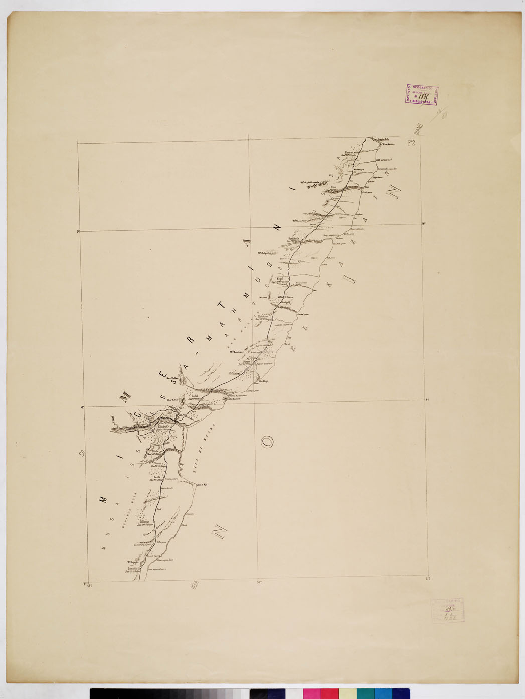 (N:10994) ITINERARIO DEL VIAGGIO DA OBBIA AD ALULA DELL'ING. LUIGI ROBECCHI BRICHETTI - Foglio 2 (B0010621) Carte e stampe antiche: riproduzione a colori su carta (formato A1)