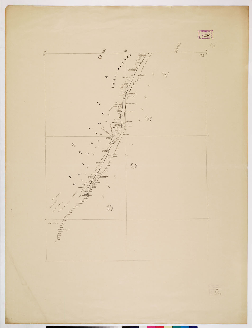 (N:10995) ITINERARIO DEL VIAGGIO DA OBBIA AD ALULA DELL'ING. LUIGI ROBECCHI BRICHETTI - Foglio 3 (B0010622) Carte e stampe antiche: riproduzione a colori su carta (formato A1)