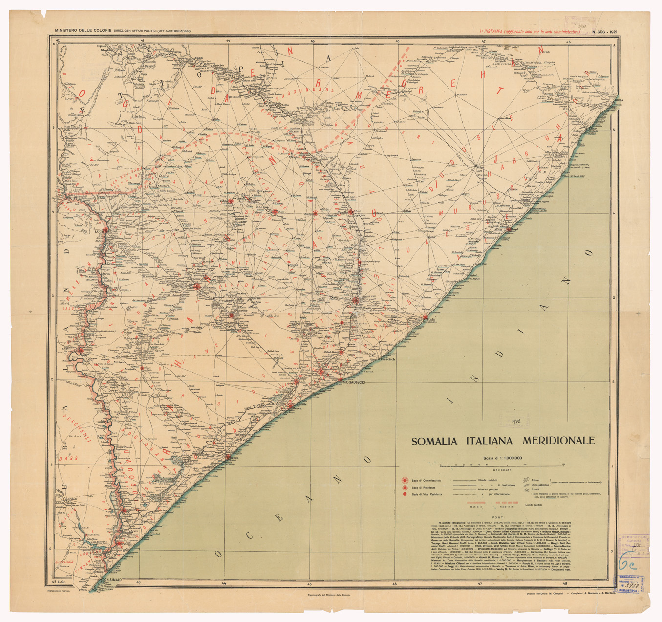 (N:15960) SOMALIA ITALIANA MERIDIONALE (B0010627) Carte e stampe antiche: riproduzione a colori su carta (formato A1)