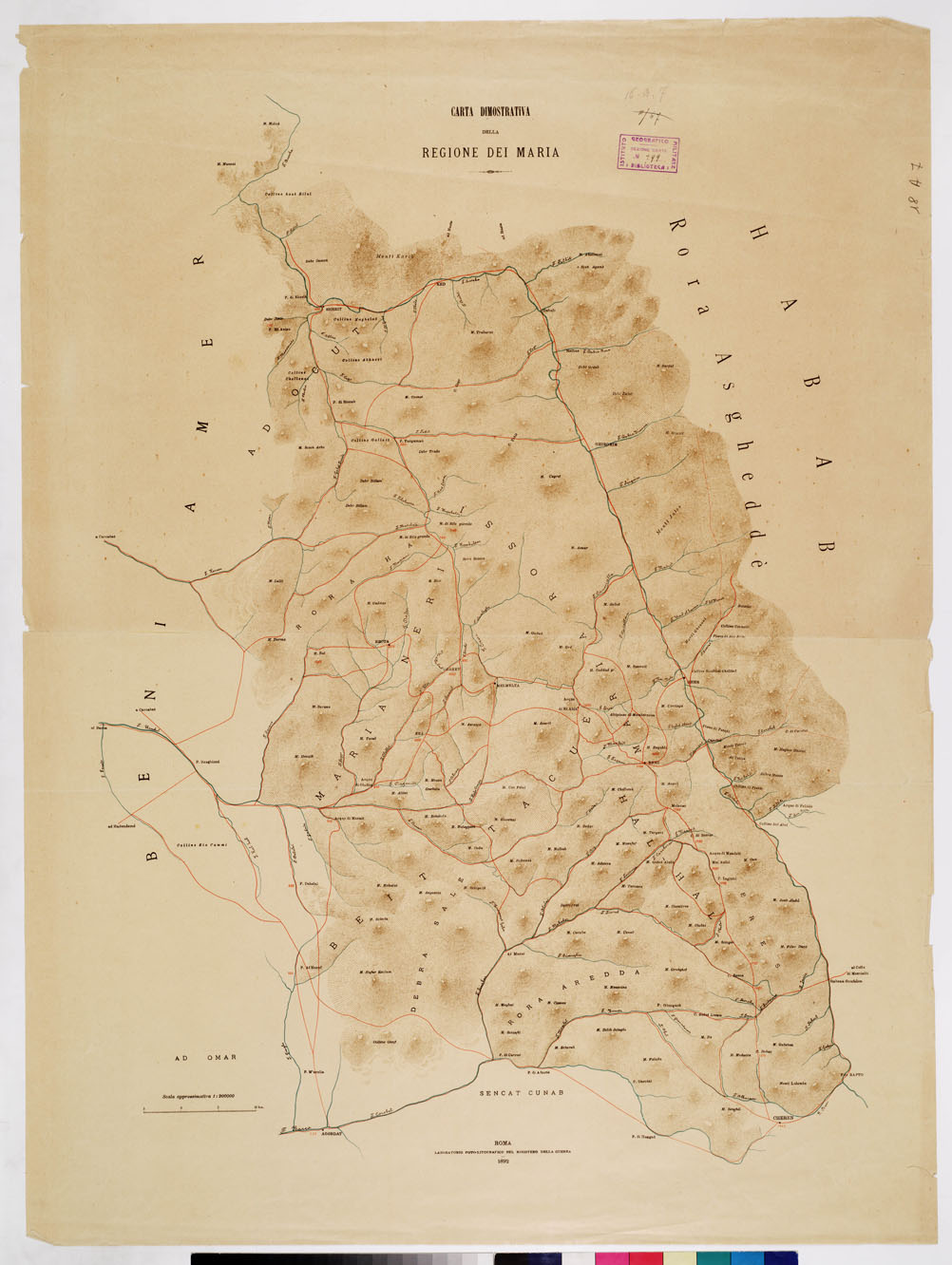 (N:4453) CARTA DIMOSTRATIVA DELLA REGIONE DEI MARIA (B0010641) Carte e stampe antiche: riproduzione a colori su carta (formato A1)
