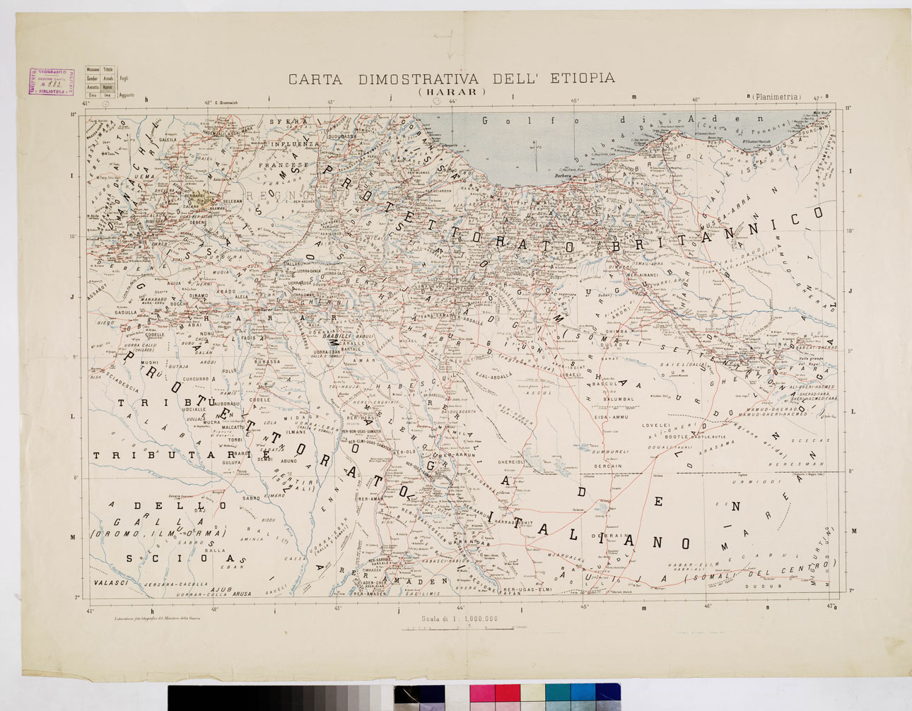 (N:4132) CARTA DIMOSTRATIVA DELL'ETIOPIA - HARAR (B0010654) Carte e stampe antiche: riproduzione a colori su carta (formato A1)