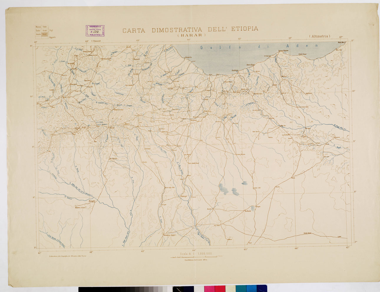 (N:4131) CARTA DIMOSTRATIVA DELL'ETIOPIA - HARAR (B0010655) Carte e stampe antiche: riproduzione a colori su carta (formato A1)