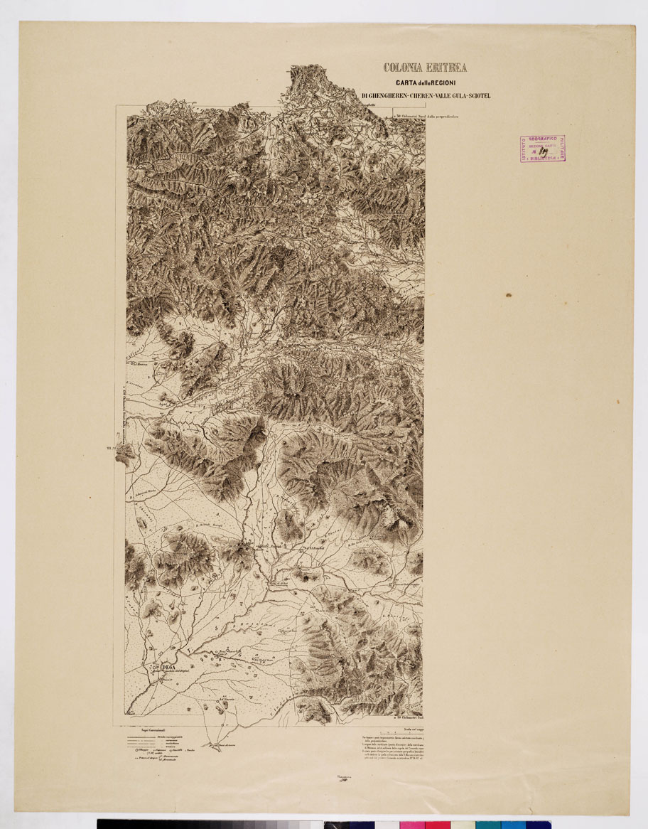 (N:8901) COLONIA ERITREA - REGIONE GHENGHEREN-CHEREN-VALLE GULA-SCIOTEL - Foglio 1 (B0010662) Carte e stampe antiche: riproduzione a colori su carta (formato A1)