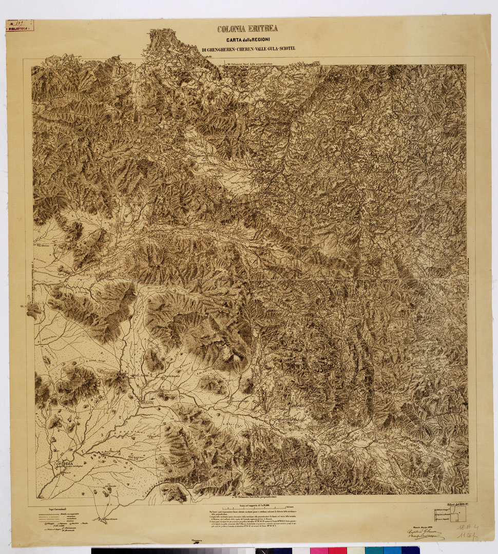 (N:8902) COLONIA ERITREA - REGIONE GHENGHEREN-CHEREN-VALLE GULA-SCIOTEL - Foglio 2 (B0010663) Carte e stampe antiche: riproduzione a colori su carta (formato A1)