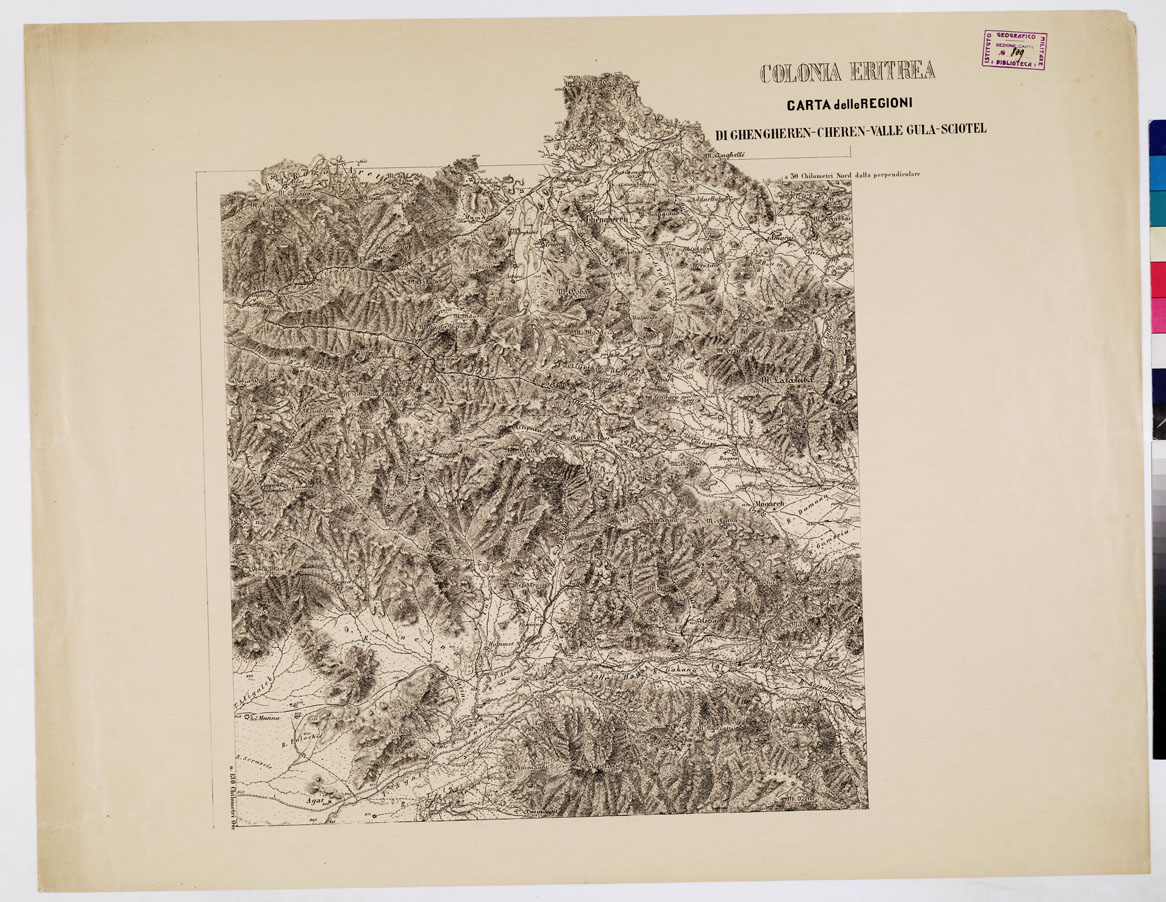 (N:8906) COLONIA ERITREA - REGIONE GHENGHEREN-CHEREN-VALLE GULA-SCIOTEL - Foglio 6 (B0010667) Carte e stampe antiche: riproduzione a colori su carta (formato A1)