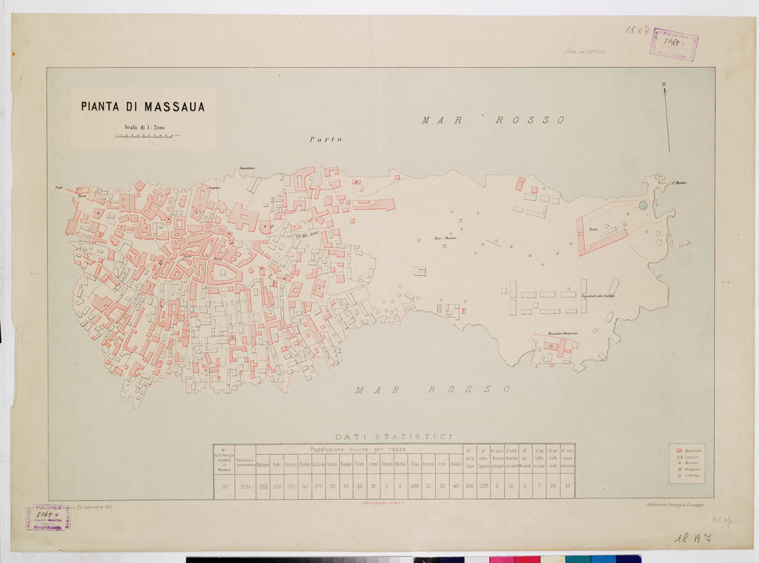 (N:13901) PIANTA DI MASSAUA (B0010672) Carte e stampe antiche: riproduzione a colori su carta (formato A1)