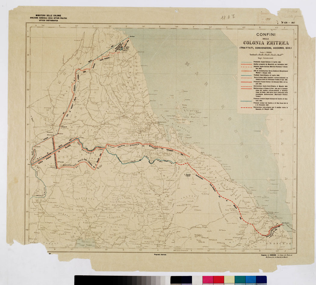 (N:9046) CONFINI DELLA COLONIA ERITREA - TRATTATI, CONVENZIONI, ACCORDI, CCC. (B0010681) Carte e stampe antiche: riproduzione a colori su carta (formato A1)