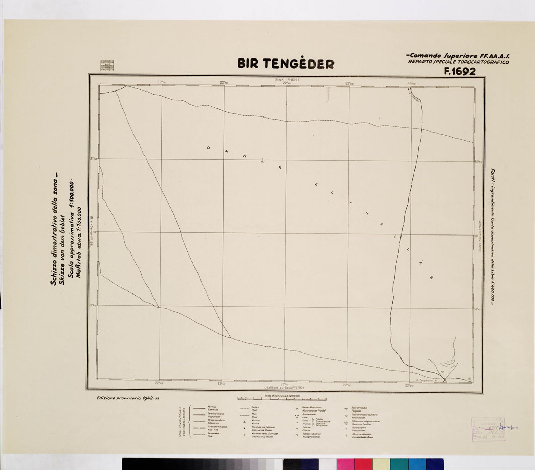 (N:2820) CARTA DELLA CIRENAICA :SUD DEL BENGASI - SIRTICA - CIRENAICA CENTRO ORIENTALE - BIR TENGEDER F 1692 (B0010745) Carte e stampe antiche: riproduzione a colori su carta (formato A1)