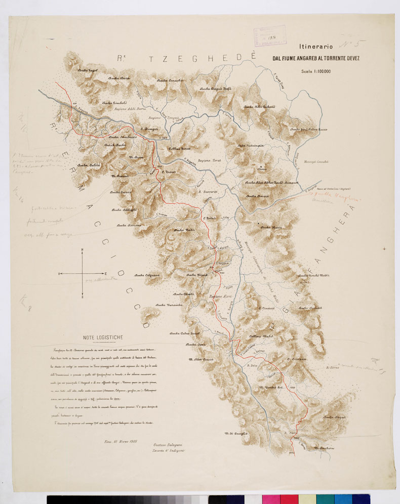 (N:11006) ITINERARI OLTRE IL SETIT - ITINERARIO FIUME ANGAREB AL TORRENTE DEVEZ TAVOLA 5 (B0010841) Carte e stampe antiche: riproduzione a colori su carta (formato A1)