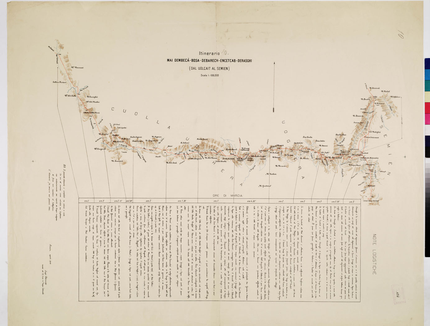 (N:11002) ITINERARI OLTRE IL SETIT - ITINERARIO MAI DEMBECA BOSA DEBARECH ENCETCAB DERASGHI DAL UOLCAIT AL SEMIEN TAVOLA TAVOLA 10 (B0010846) Carte e stampe antiche: riproduzione a colori su carta (formato A1)