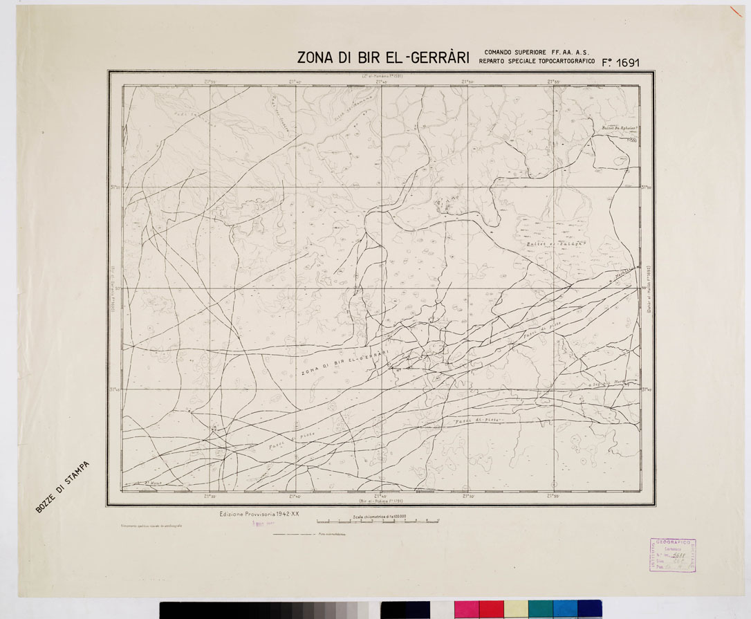 (N:3330) CARTA DELLA LIBIA- ZONA DI BIR EL-GERRARI - Foglio 1691 (B0010874) Carte e stampe antiche: riproduzione a colori su carta (formato A1)