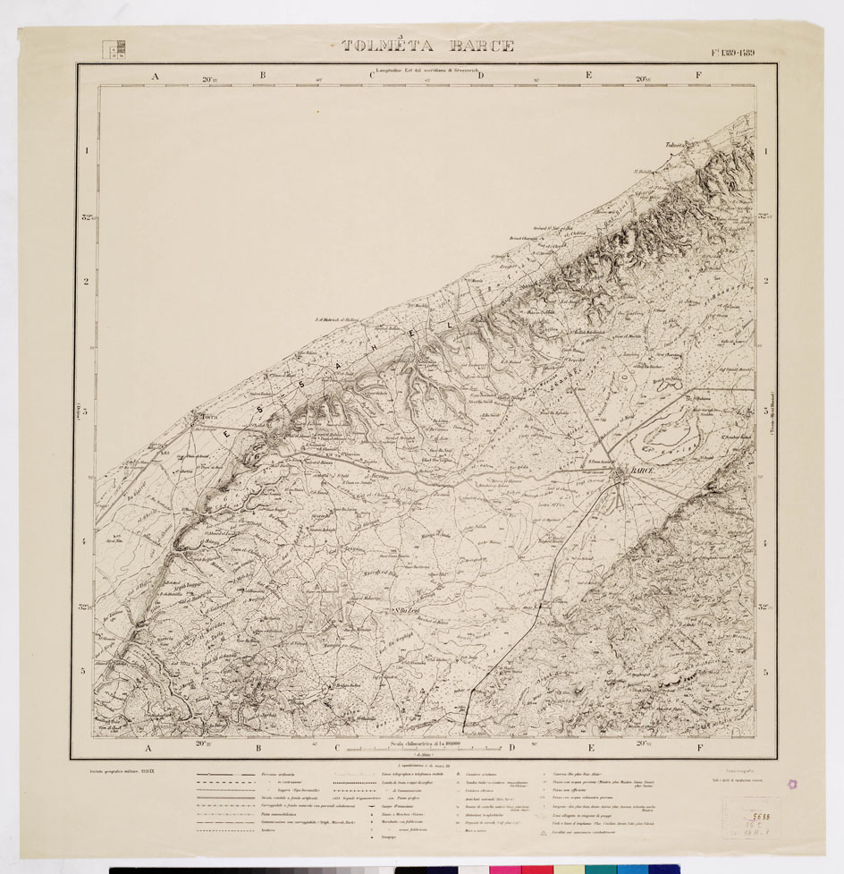 (N:3327) CARTA DELLA LIBIA - TOLMETA BARCE - Foglio 1389-1489 (B0010884) Carte e stampe antiche: riproduzione a colori su carta (formato A1)