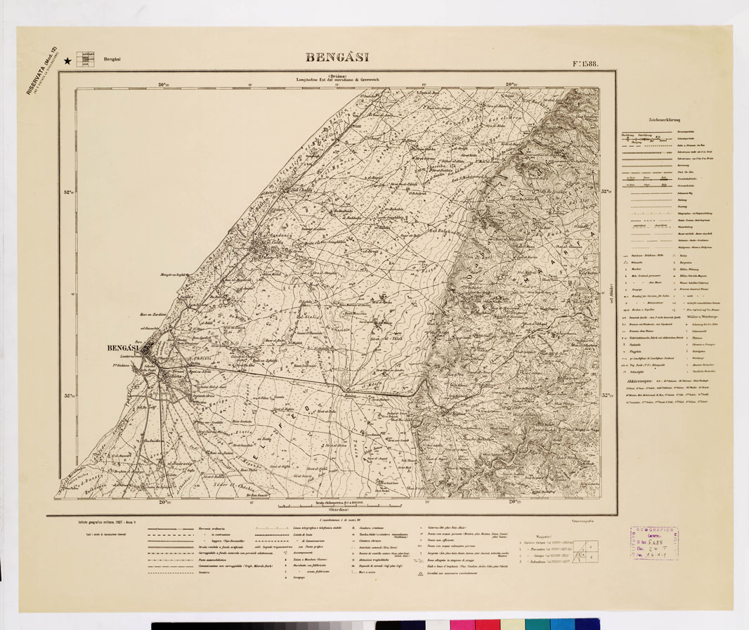 (N:3307) CARTA DELLA LIBIA - BENGASI Foglio 1588 (B0010885) Carte e stampe antiche: riproduzione a colori su carta (formato A1)