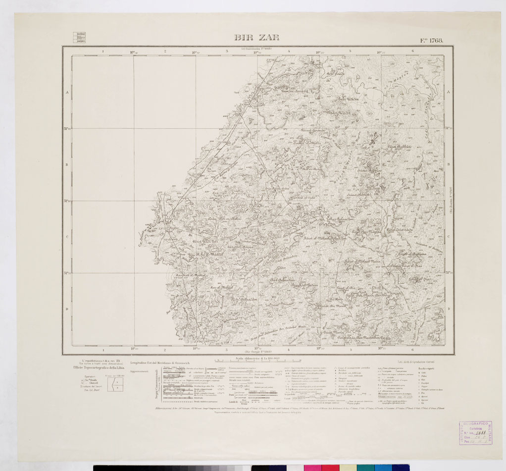 (N:3309) CARTA DELLA LIBIA - BIR ZAR Foglio 1768 (B0010890) Carte e stampe antiche: riproduzione a colori su carta (formato A1)