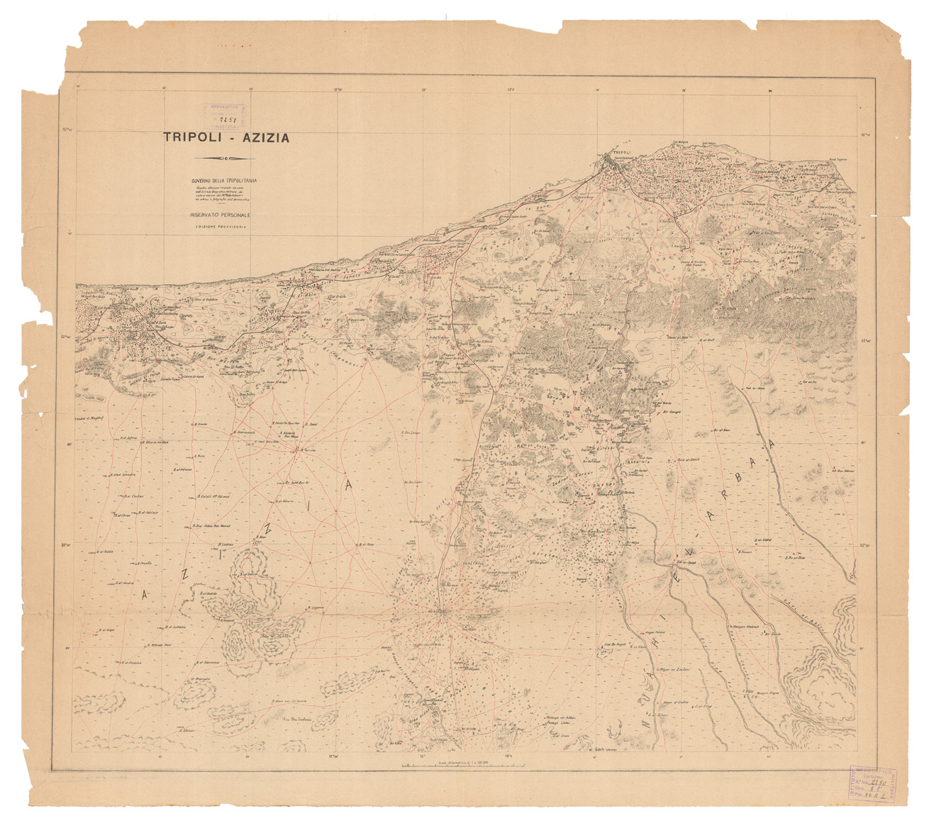 (N:9835) TRIPOLI - AZIZIA (B0010900) Carte e stampe antiche: riproduzione a colori su carta (formato A1)
