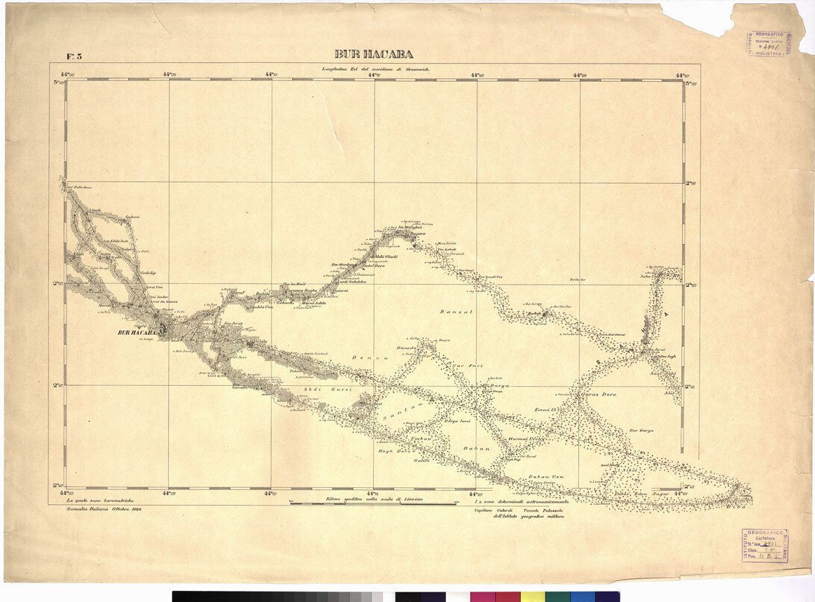 (N:3663) SOMALIA ITALIANA. RILIEVI SPEDITIVI - Tavola 6 Foglio 3 (B0010909) Carte e stampe antiche: riproduzione a colori su carta (formato A1)