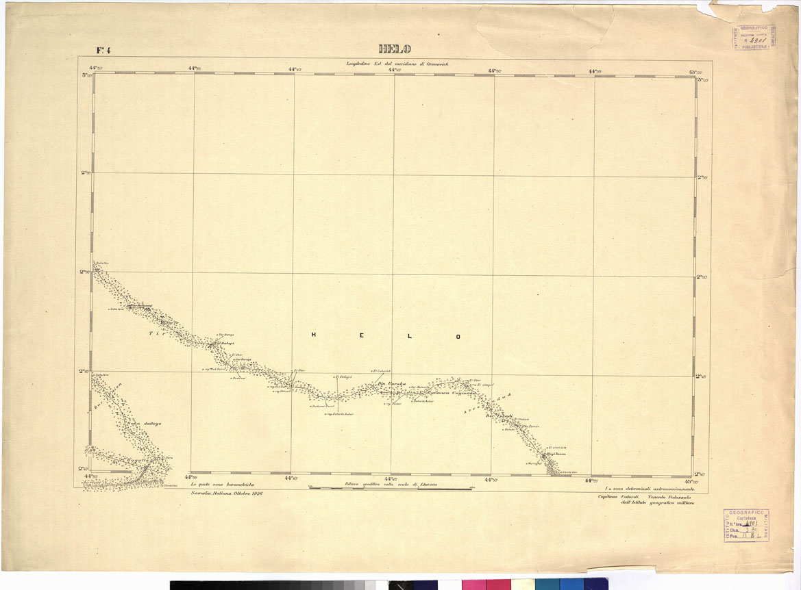 (N:3664) SOMALIA ITALIANA. RILIEVI SPEDITIVI - Tavola 6 Foglio 4 (B0010911) Carte e stampe antiche: riproduzione a colori su carta (formato A1)