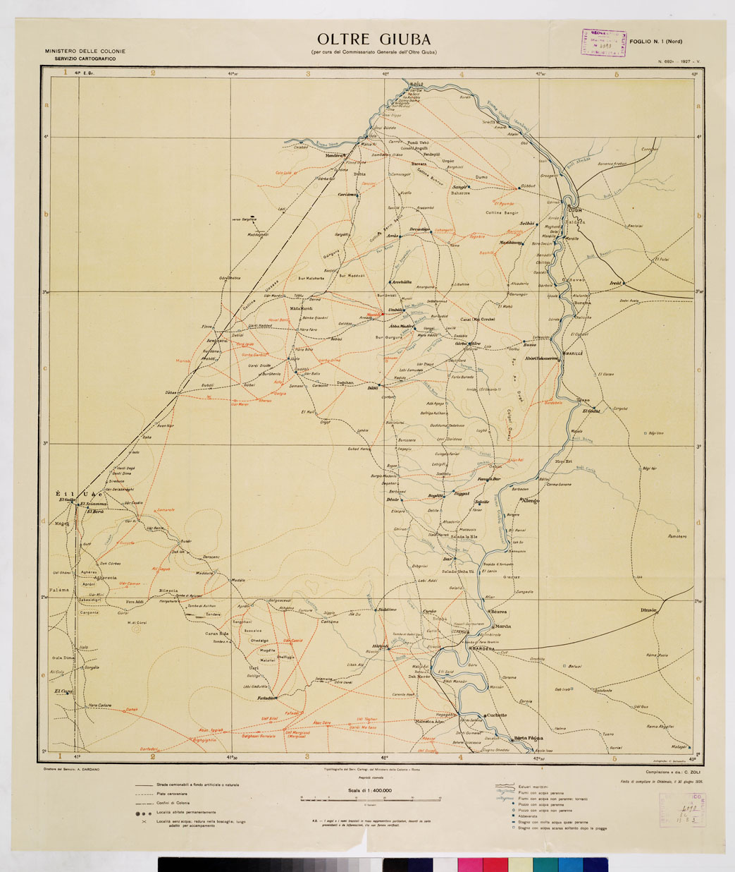 (N:13058) OLTRE GIUBA Tavola 3 + Intestazione su Copertina - Foglio 1 Nord (B0010920) Carte e stampe antiche: riproduzione a colori su carta (formato A1)