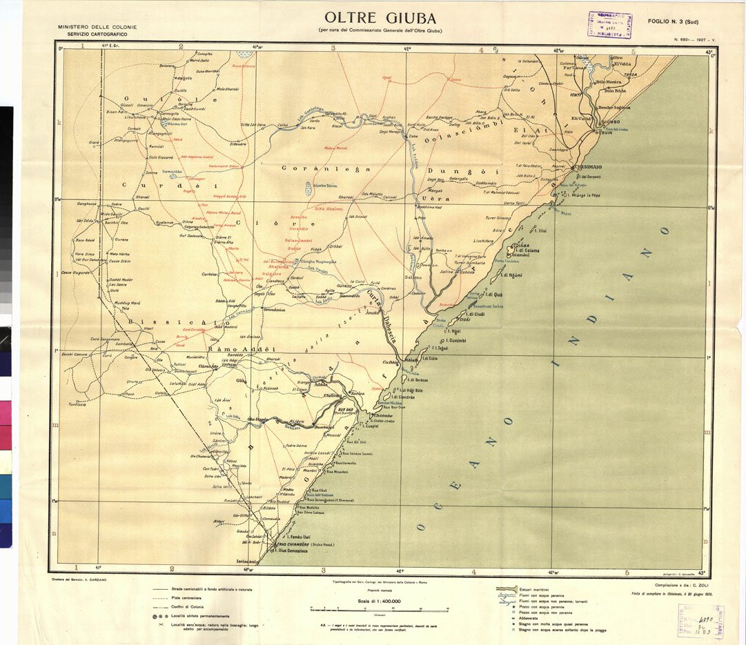 (N:13060) OLTRE GIUBA Tavola 3 + Intestazione su Copertina - Foglio 3 Sud (B0010922) Carte e stampe antiche: riproduzione a colori su carta (formato A1)