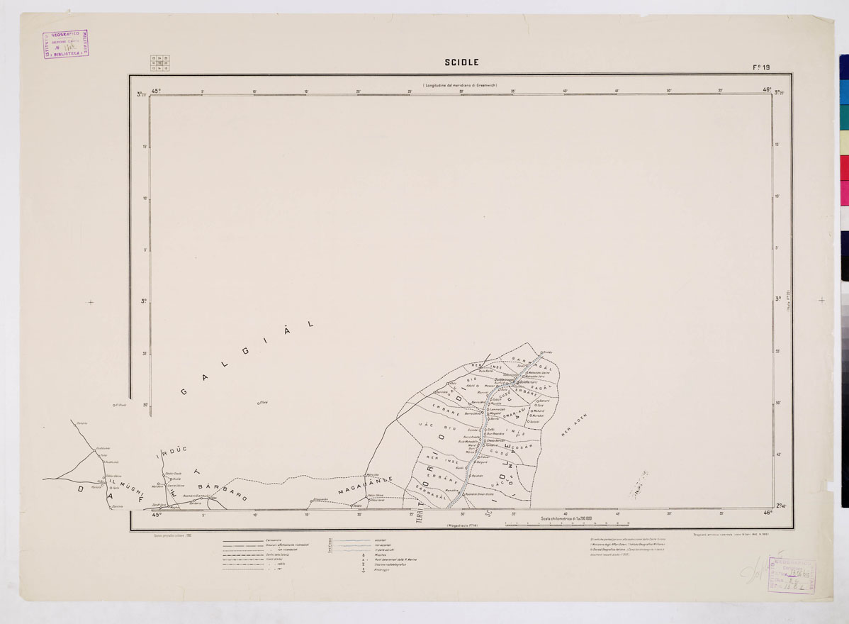 (N:4460) CARTA DIMOSTRATIVA DELLA SOMALIA ITALIANA. I.G.M. - Foglio 19 SCIOLE - a colori (B0010973) Carte e stampe antiche: riproduzione a colori su carta (formato A1)