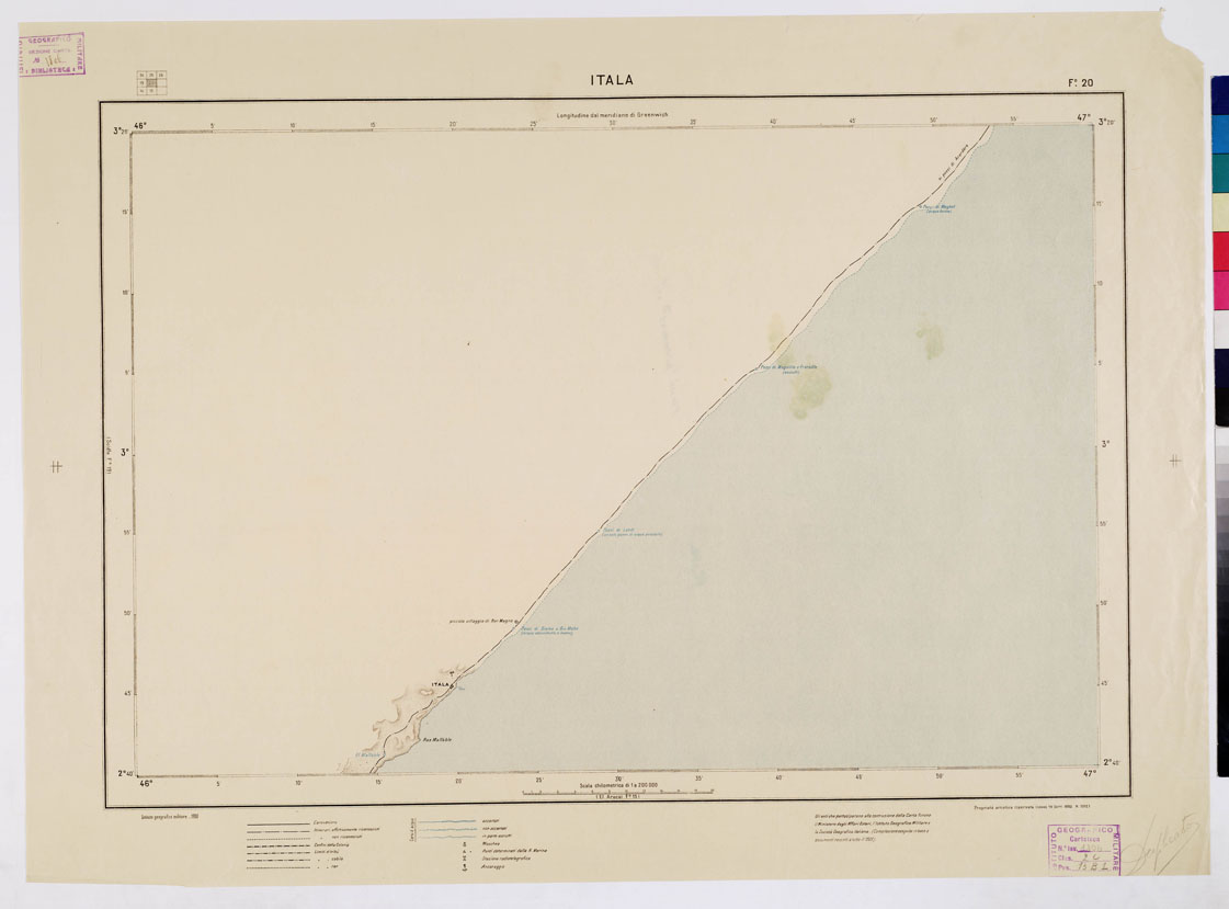 (N:4462) CARTA DIMOSTRATIVA DELLA SOMALIA ITALIANA. I.G.M. - Foglio 20 ITALA - a colori (B0010974) Carte e stampe antiche: riproduzione a colori su carta (formato A1)