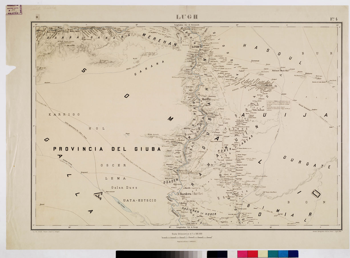 (N:3090) CARTA DELLA COSTA ORIENTALE D'AFRICA DA OBBIA A DAR - ES - SALAN E DELLA SOMALIA MERIDIONALE - Tavola 5 LUGH Foglio 4 (B0010982) Carte e stampe antiche: riproduzione a colori su carta (formato A1)