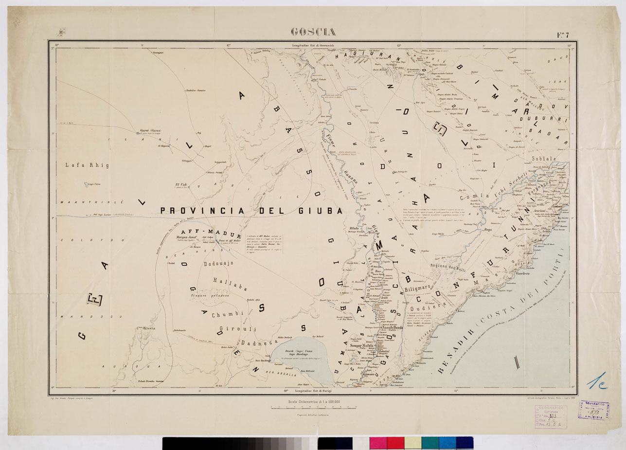 (N:3089) CARTA DELLA COSTA ORIENTALE D'AFRICA DA OBBIA A DAR - ES - SALAN E DELLA SOMALIA MERIDIONALE - Tavola 5 GOSCIA Foglio 7 (B0010985) Carte e stampe antiche: riproduzione a colori su carta (formato A1)