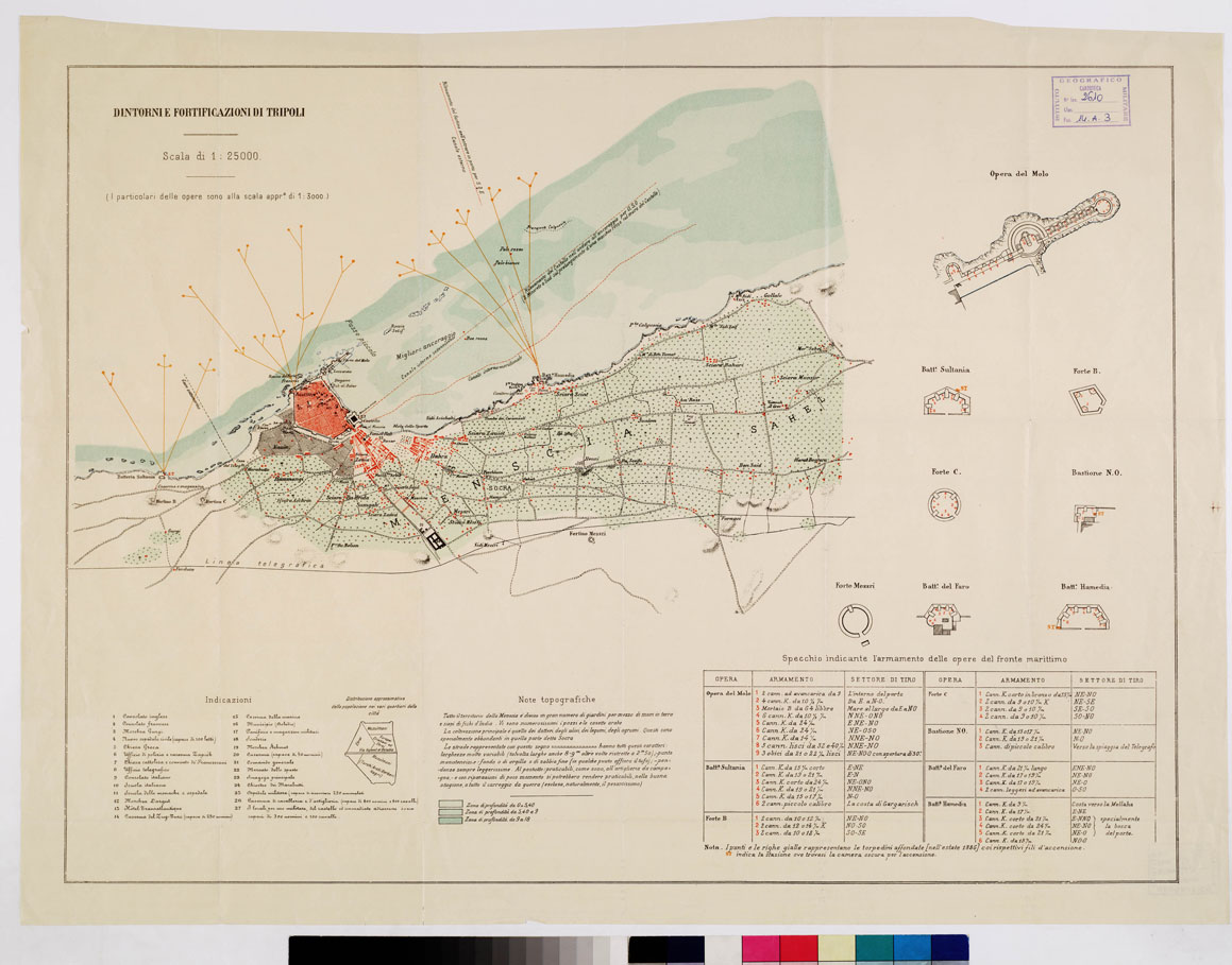 (N:9884) FORTIFICAZIONI DI TRIPOLI E DINTORNI -Tavola 6 (B0011005) Carte e stampe antiche: riproduzione a colori su carta (formato A1)