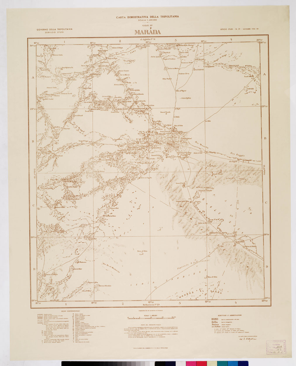 (N:4269) CARTA DIMOSTRATIVA DELLA LIBIA (TRIPOLITANIA) - MARADA Foglio 20 (B0011036) Carte e stampe antiche: riproduzione a colori su carta (formato A1)